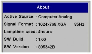 ASK Proxima DP-8200X About Menu, ASK Proxima SP-LAMP-012