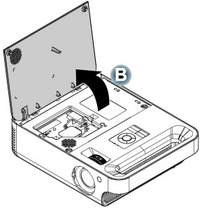 BenQ_SP820_lamp_cover_open_ BenQ_CS.5J0DJ.001_projector_lamp