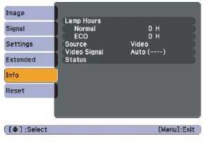 Epson-PowerLite-EX31-lamp-usage-screen-Epson-ELPLP54-lamp