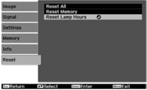 Epson EH-TW4000 reset menu, Epson ELPLP49 lamp