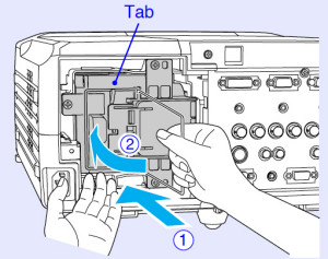 Epson_EMP-9300_install_new_ELPLP23_projector_lamp