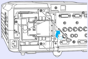 Epson_EMP-9300_tighten_ELPLP23_projector_lamp_screws