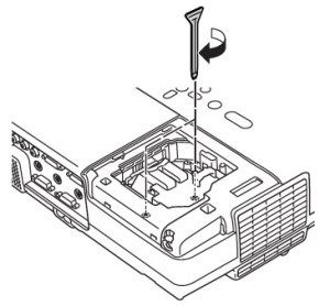 Epson-EMP-410W-tighten-lamp-screws-Epson-ELPLP42-lamp