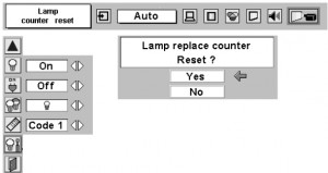 Sanyo PLC-XU46 Lamp Counter Reset, SANYO POA-LMP56 (service parts no 610 305 88016)