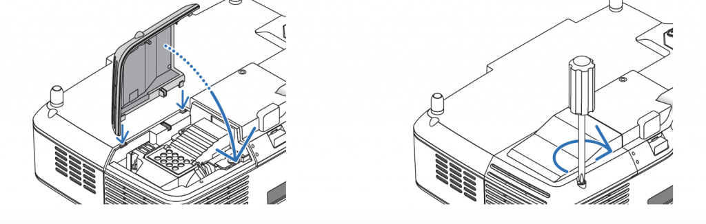 NEC NP62_projector_lamp_ NEC NP09LP_reattach_lamp_cover