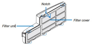 NEC_NP-M260X_projector_lamp_NEC_NP16LP_detach_filter_cover