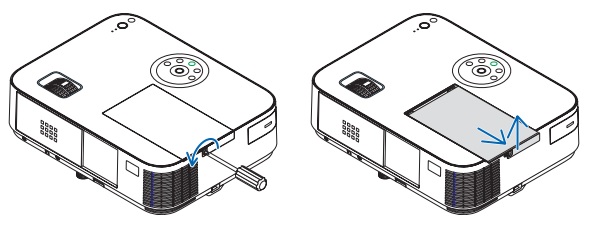 NEC_M403W_remove_projector_lamp_cover_NEC NP27LP