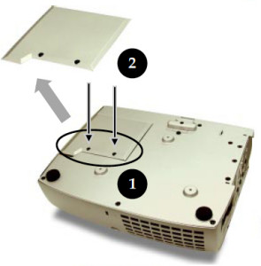 Optoma_H55_BL-FU250A_remove_lamp_cover