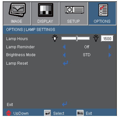 Optoma_TW536_projector_Lamp_setting_menu
