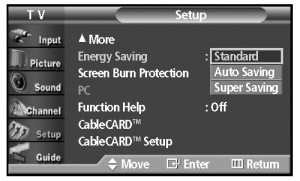 Samsung HP-R5052_energy saving_menu_options