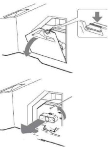 Sony_KDF-55E2000_LCD_Sony_XL-2400_projector_lamp_open_door