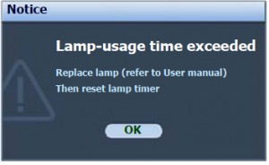 Warning message for BenQ 9E.Y1301.001 lamp