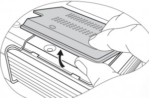 BenQ CP120C lamp cover off, BenQ 5J.00S01.001