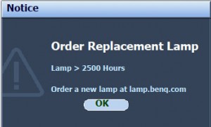 BenQ MP776 first lamp warning, BenQ 5J.J0405.001 lamp